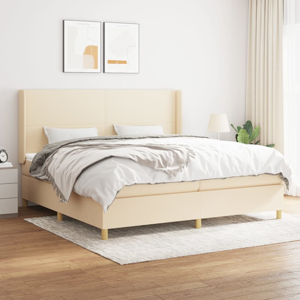 Boxspringbett Mit Matratze Stoff Creme