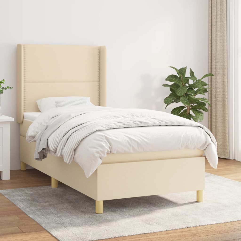 Boxspringbett Mit Matratze Stoff Creme