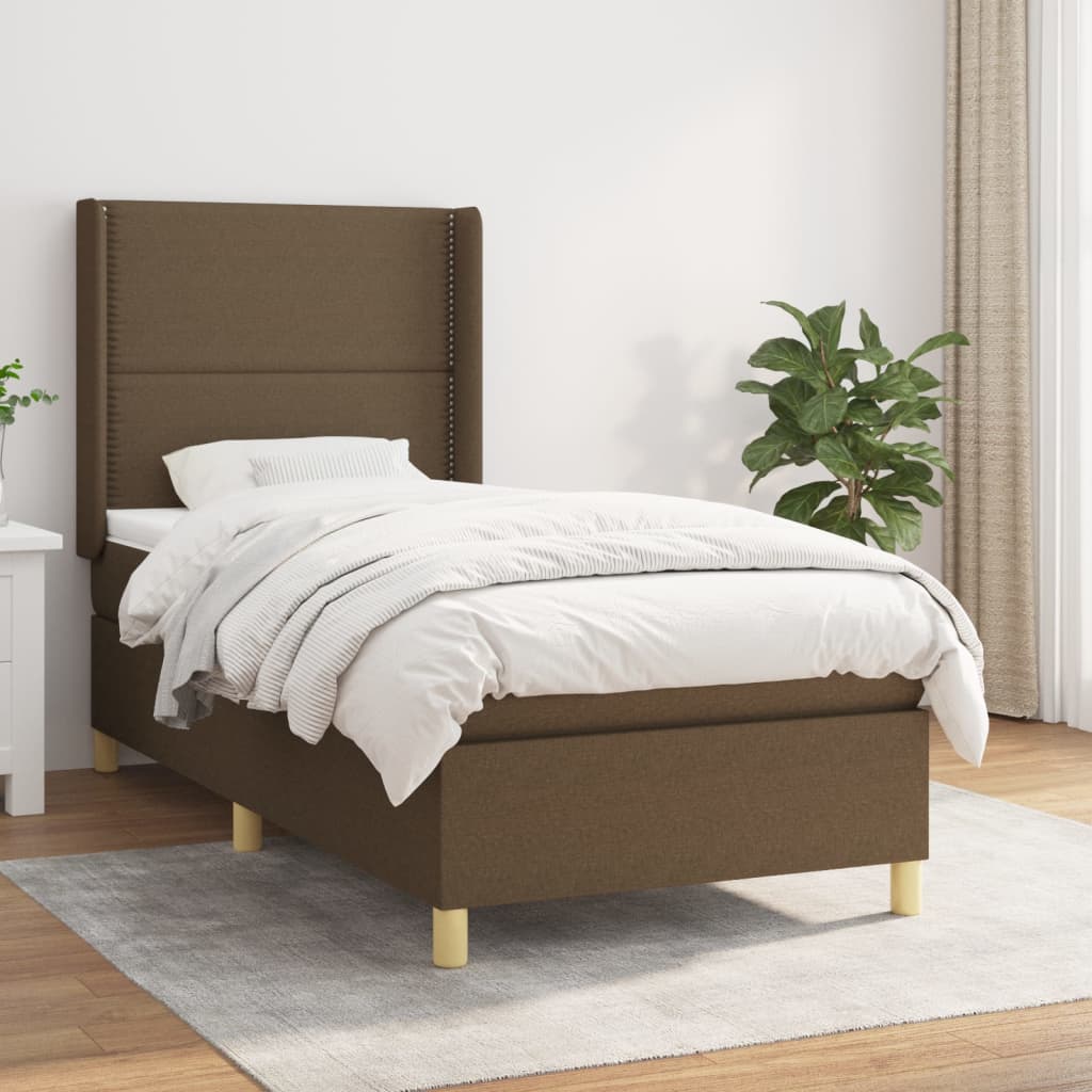 Boxspringbett Mit Matratze Stoff Dunkelbraun