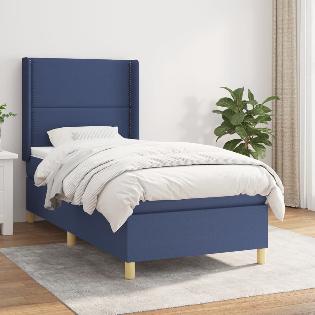 Boxspringbett Mit Matratze Stoff Blau