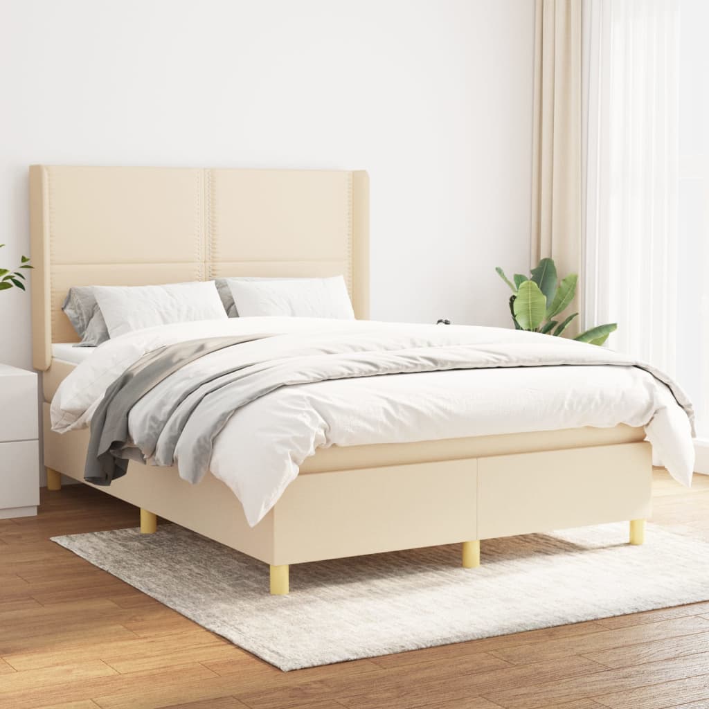 Boxspringbett Mit Matratze Stoff Creme