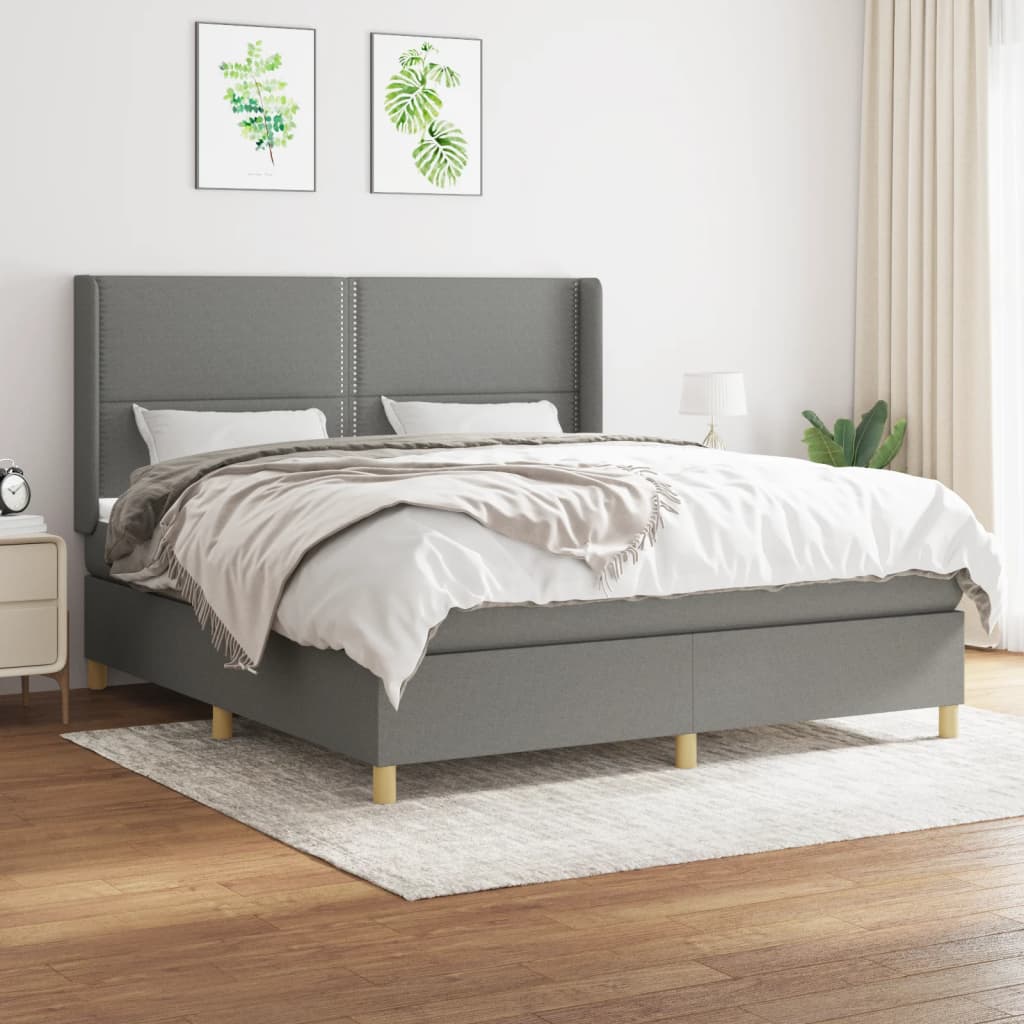 Boxspringbett Mit Matratze Stoff Dunkelgrau