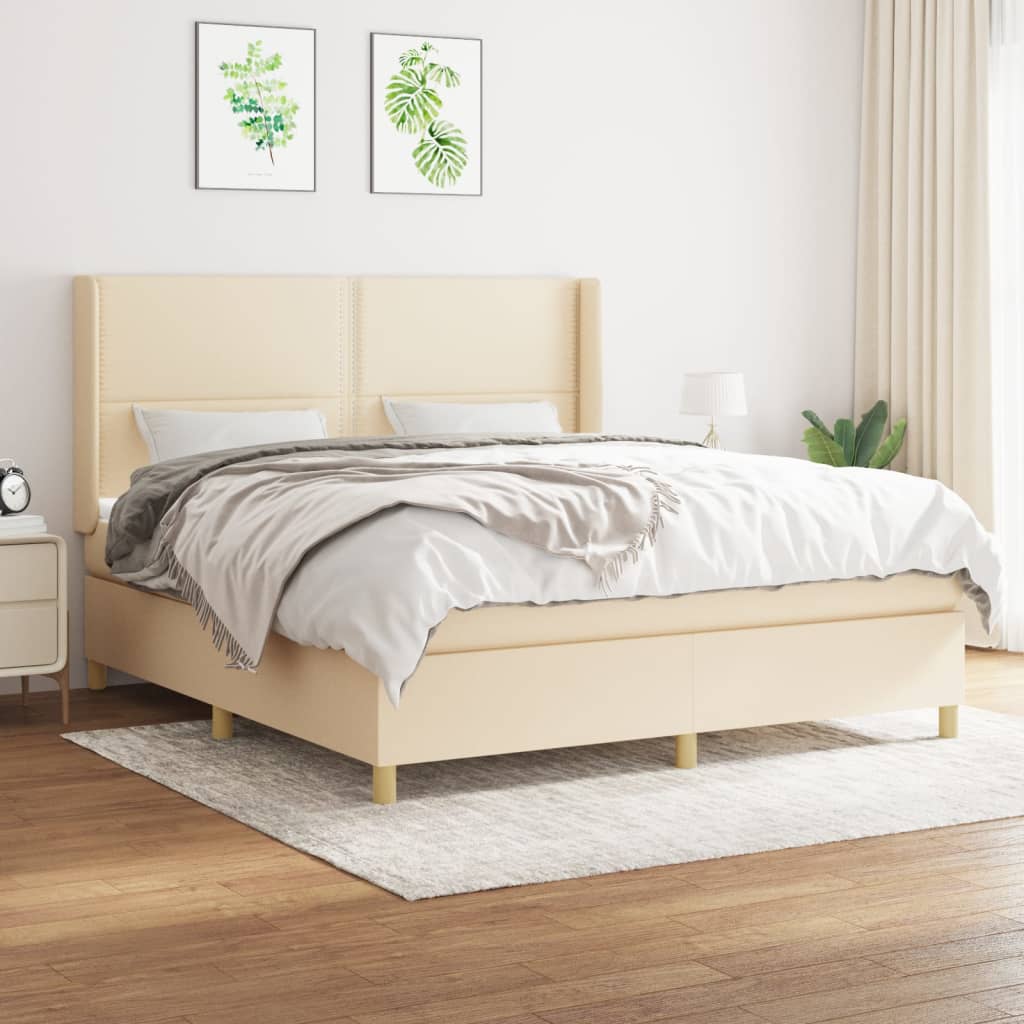Boxspringbett Mit Matratze Stoff Creme