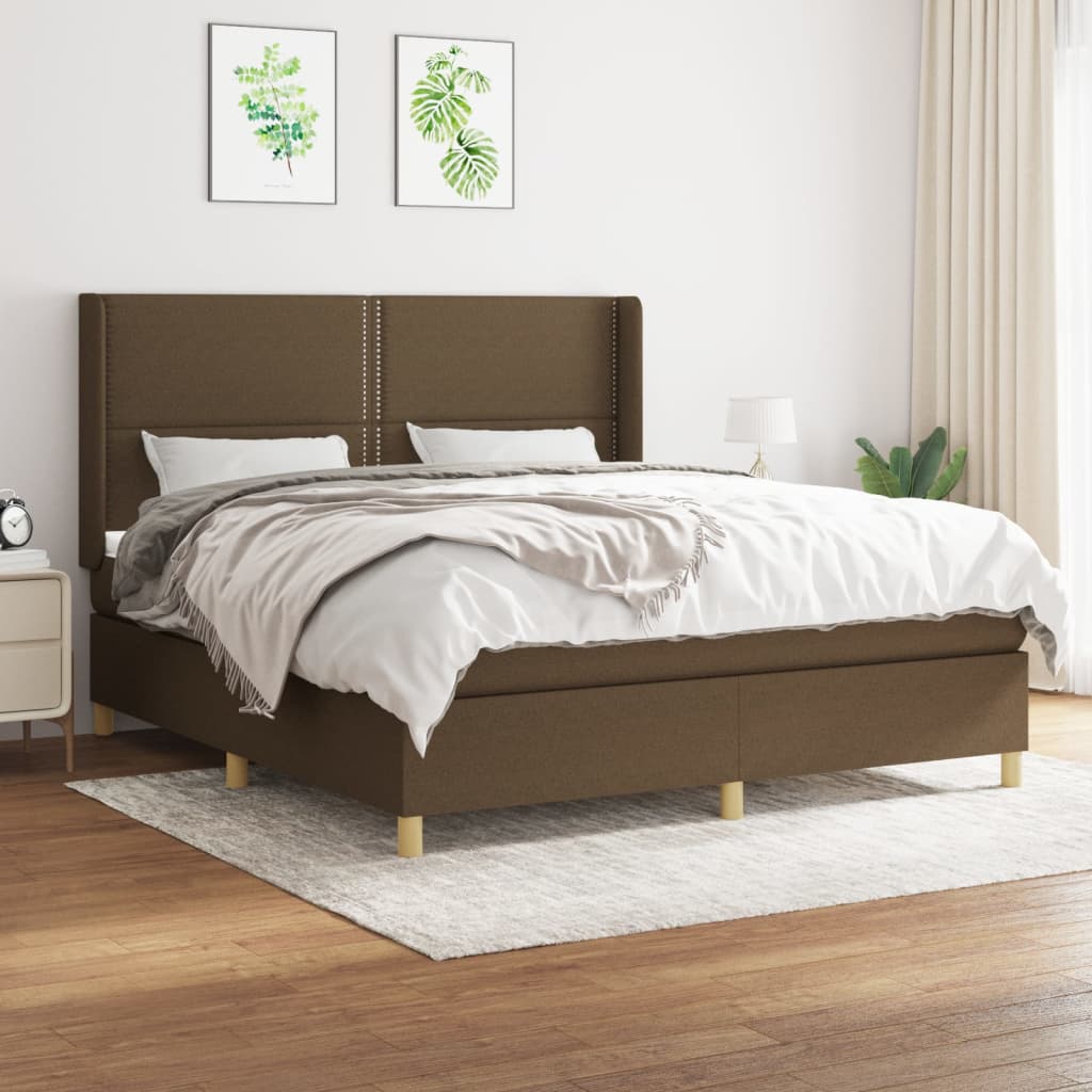 Boxspringbett Mit Matratze Stoff Dunkelbraun