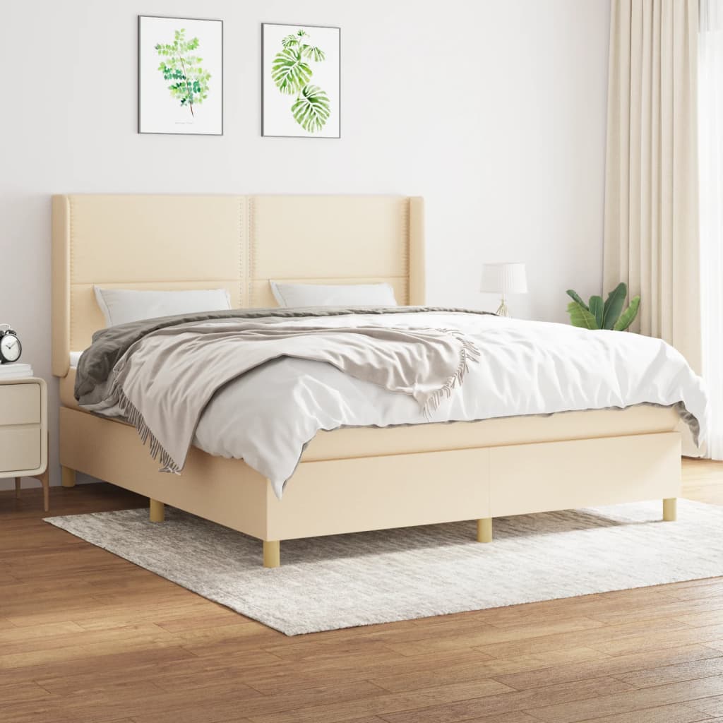 Boxspringbett Mit Matratze Stoff Creme