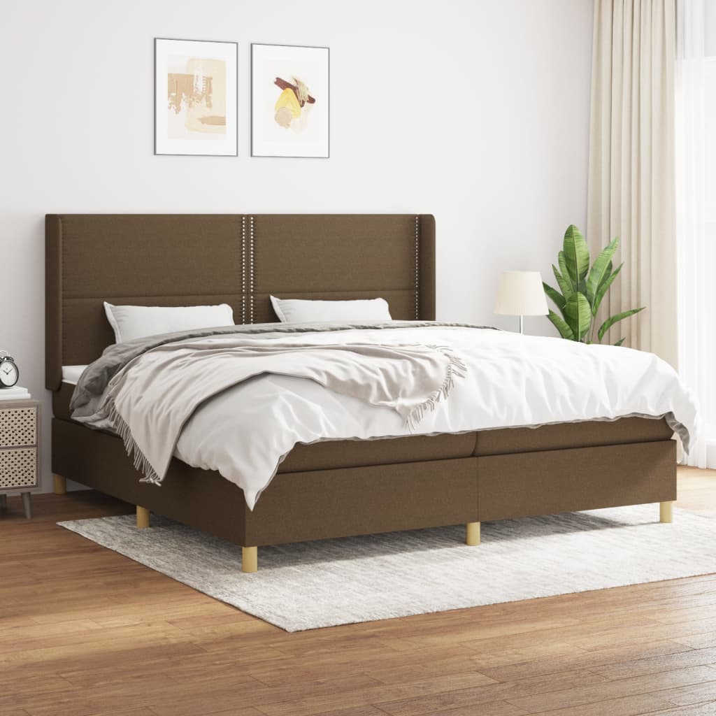 Boxspringbett Mit Matratze Stoff Dunkelbraun