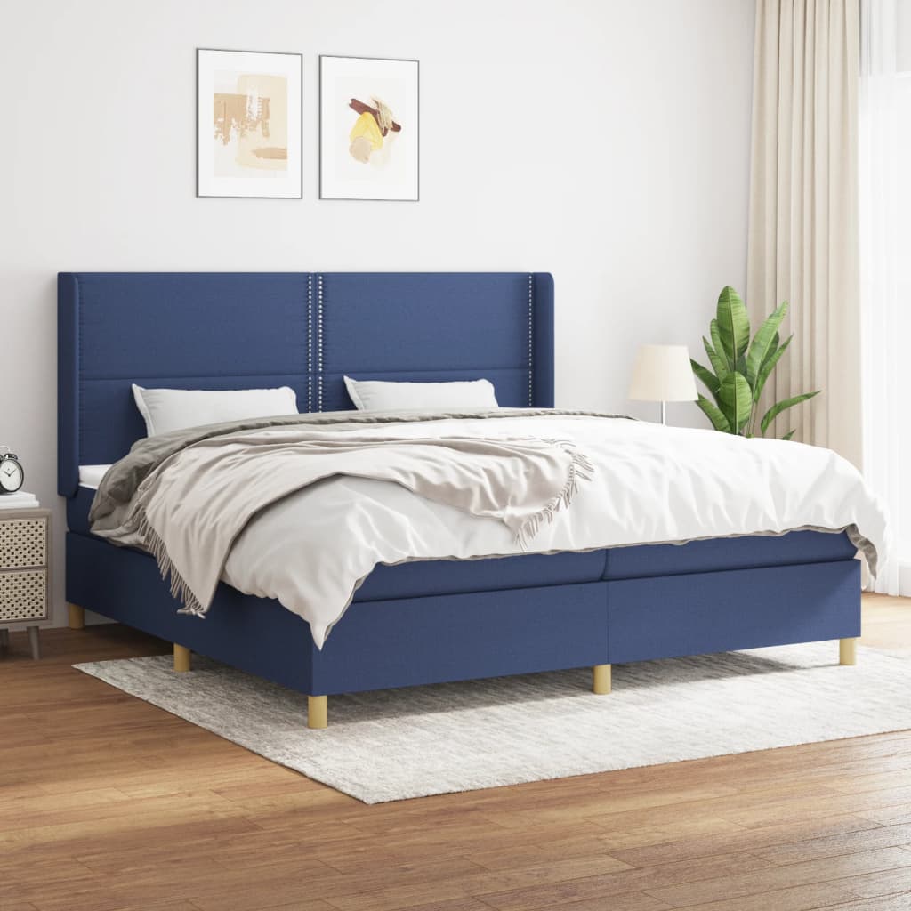 Boxspringbett Mit Matratze Stoff Blau