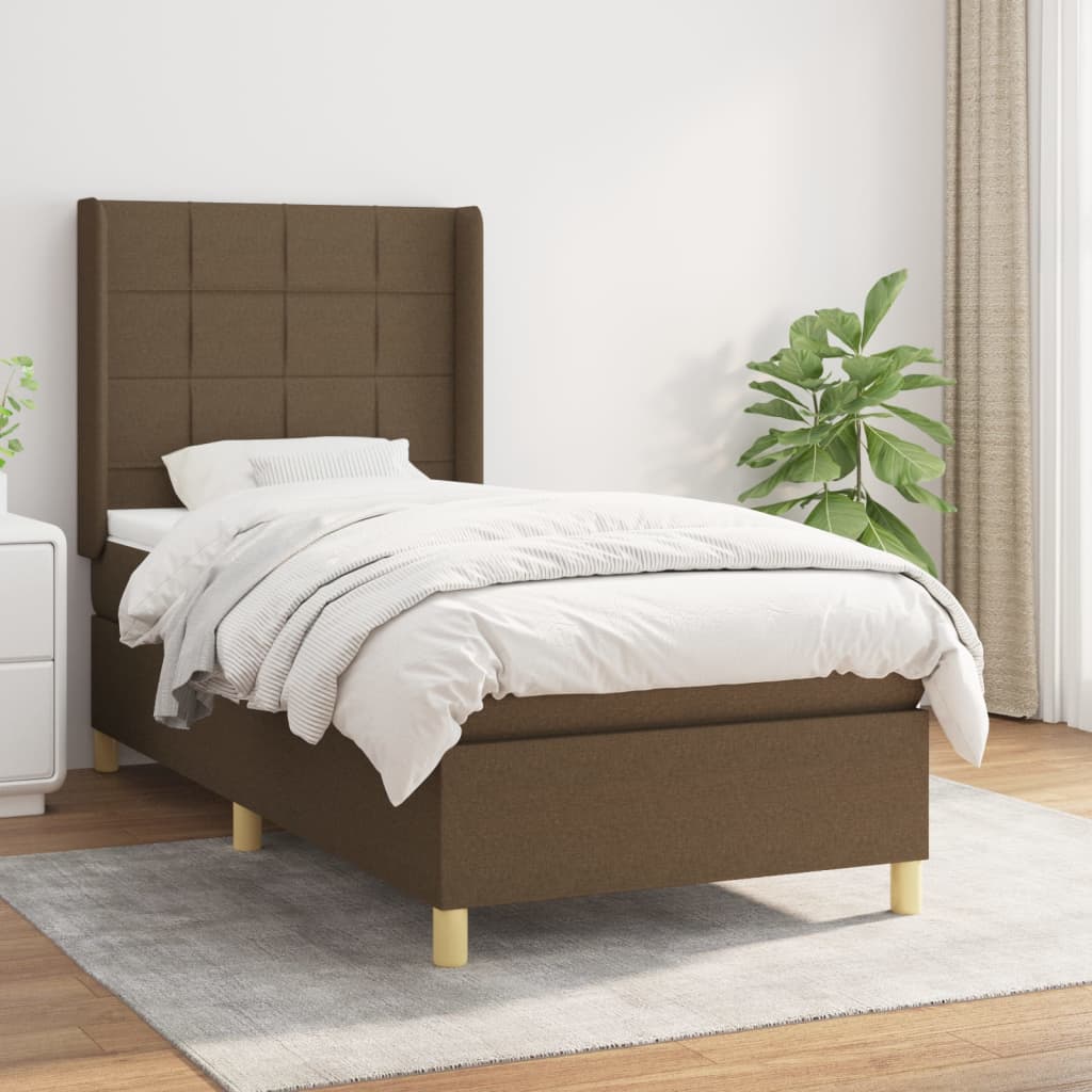 Boxspringbett Mit Matratze Stoff Dunkelbraun
