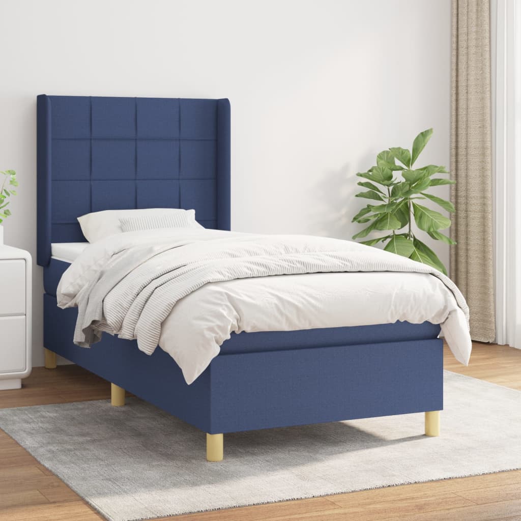 Boxspringbett Mit Matratze Stoff Blau