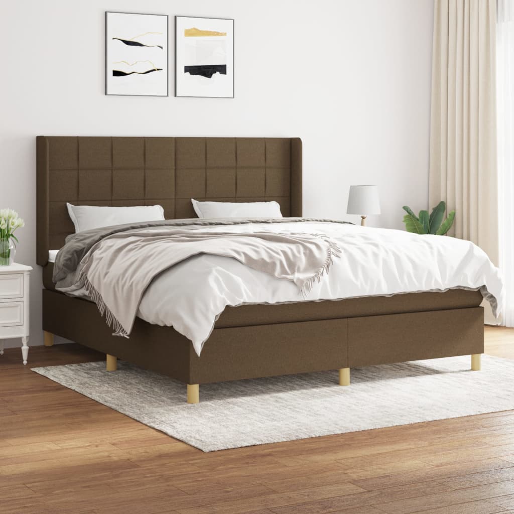 Boxspringbett Mit Matratze Stoff Dunkelbraun
