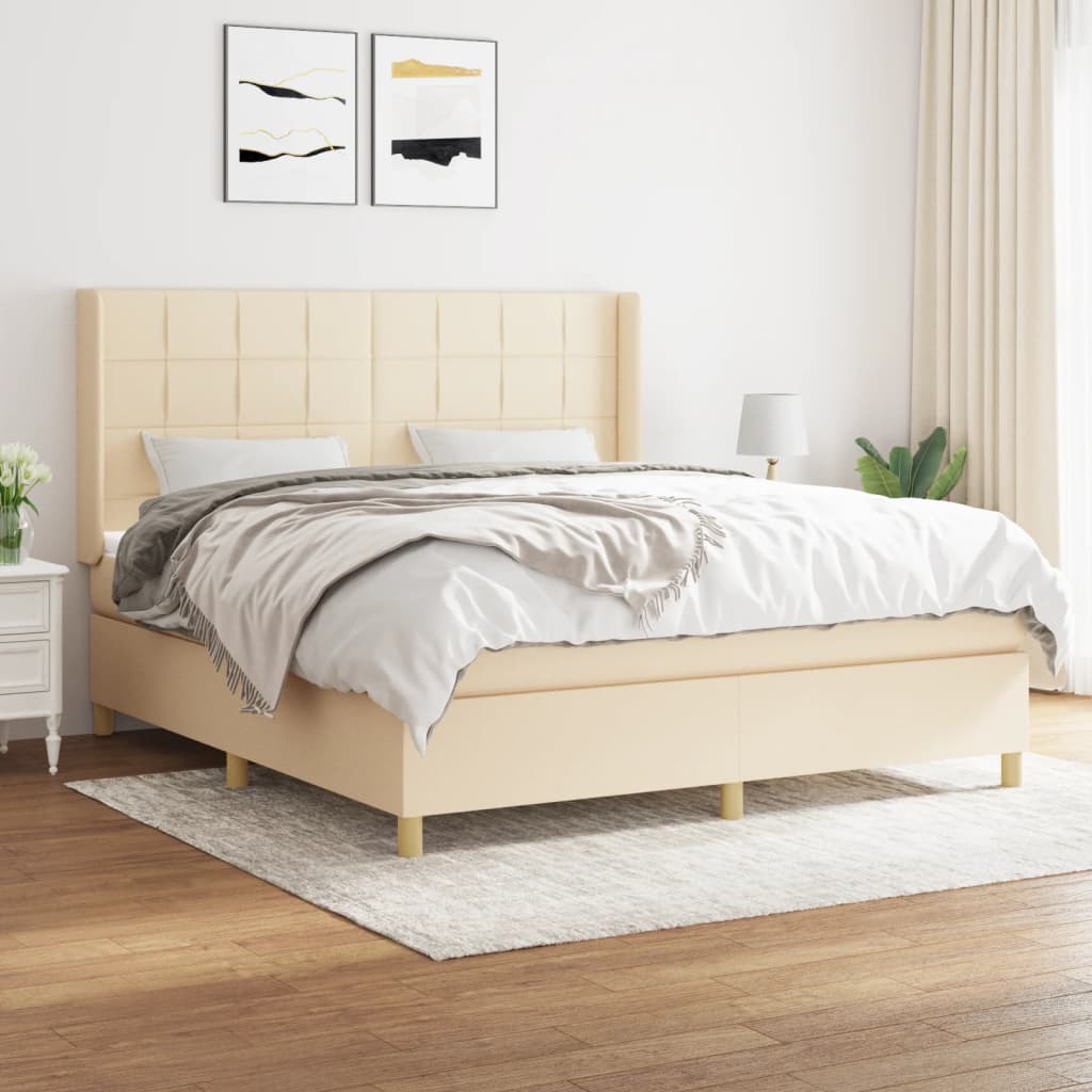 Boxspringbett Mit Matratze Stoff Creme
