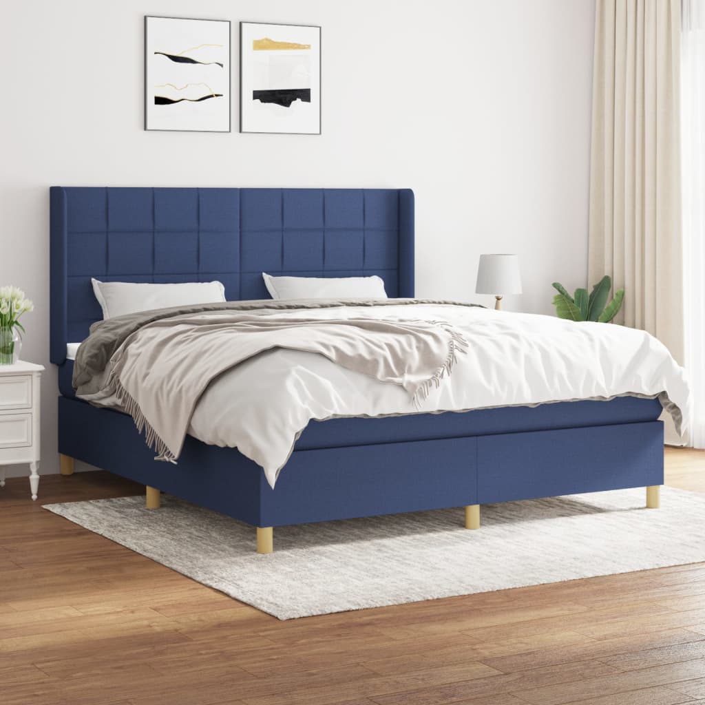 Boxspringbett Mit Matratze Stoff Blau