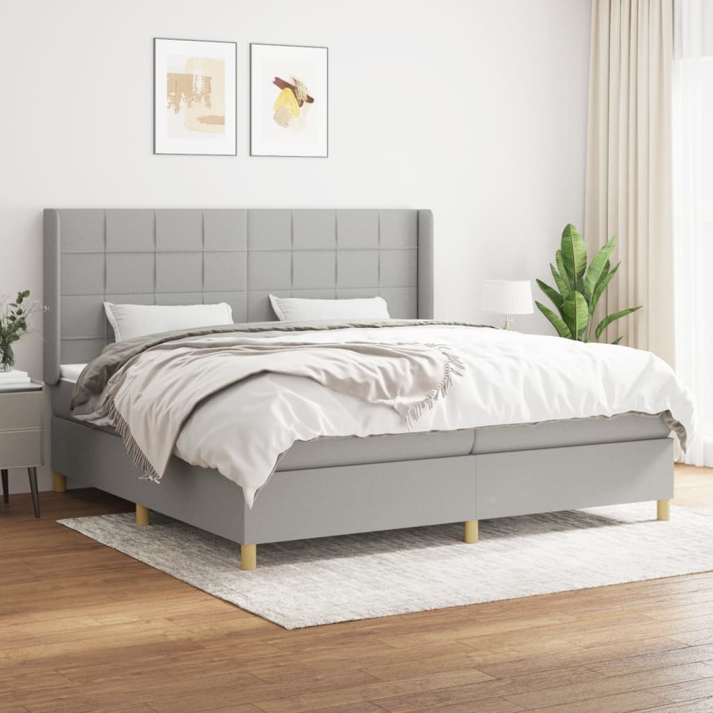 Boxspringbett Mit Matratze Stoff Hellgrau