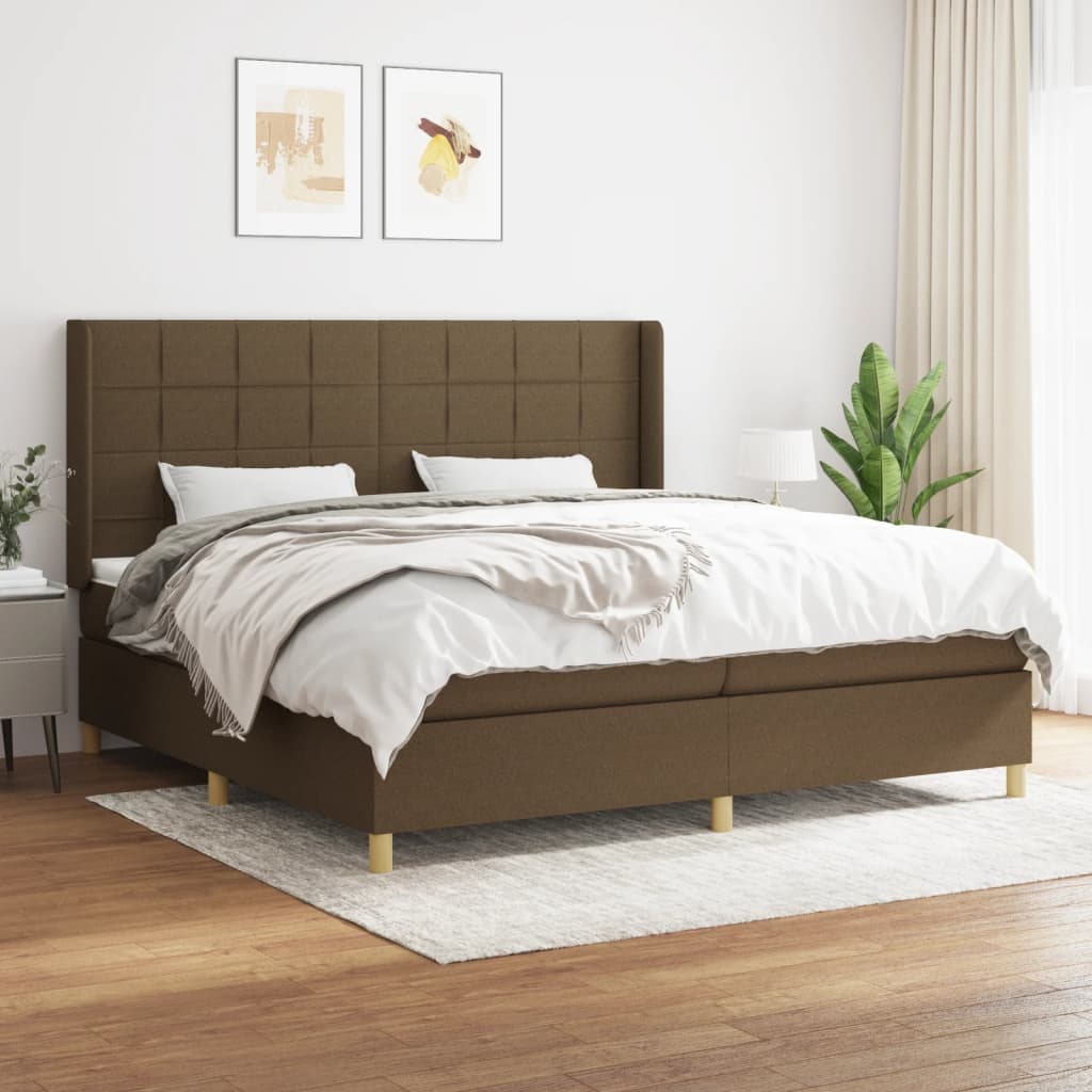 Boxspringbett Mit Matratze Stoff Dunkelbraun