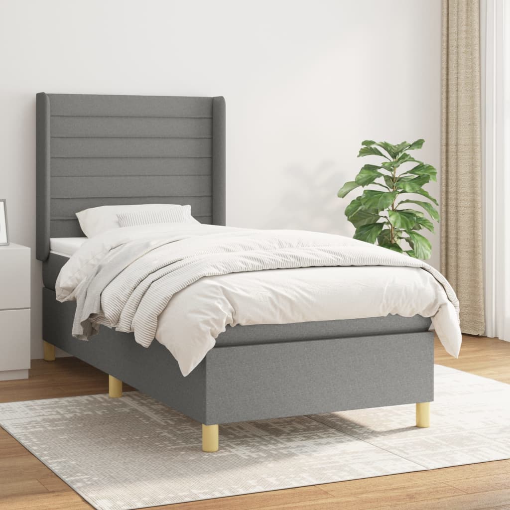 Boxspringbett Mit Matratze Stoff Dunkelgrau