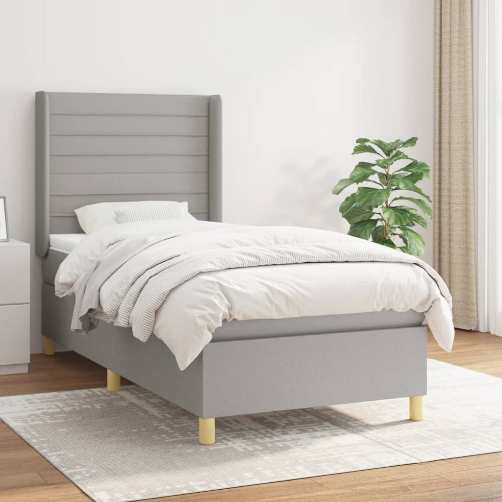 Boxspringbett Mit Matratze Stoff Hellgrau