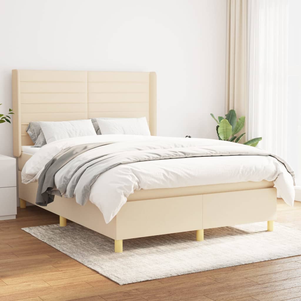 Boxspringbett Mit Matratze Stoff Creme