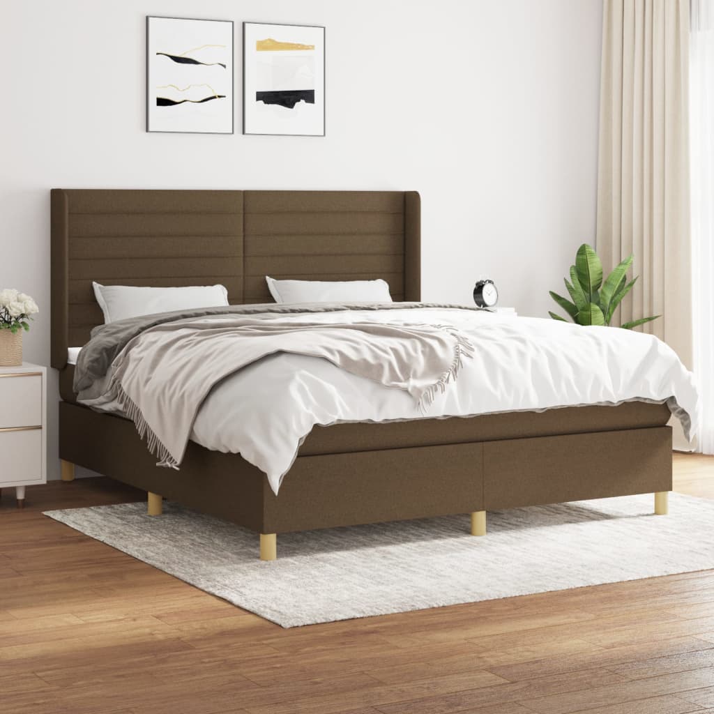 Boxspringbett Mit Matratze Stoff Dunkelbraun