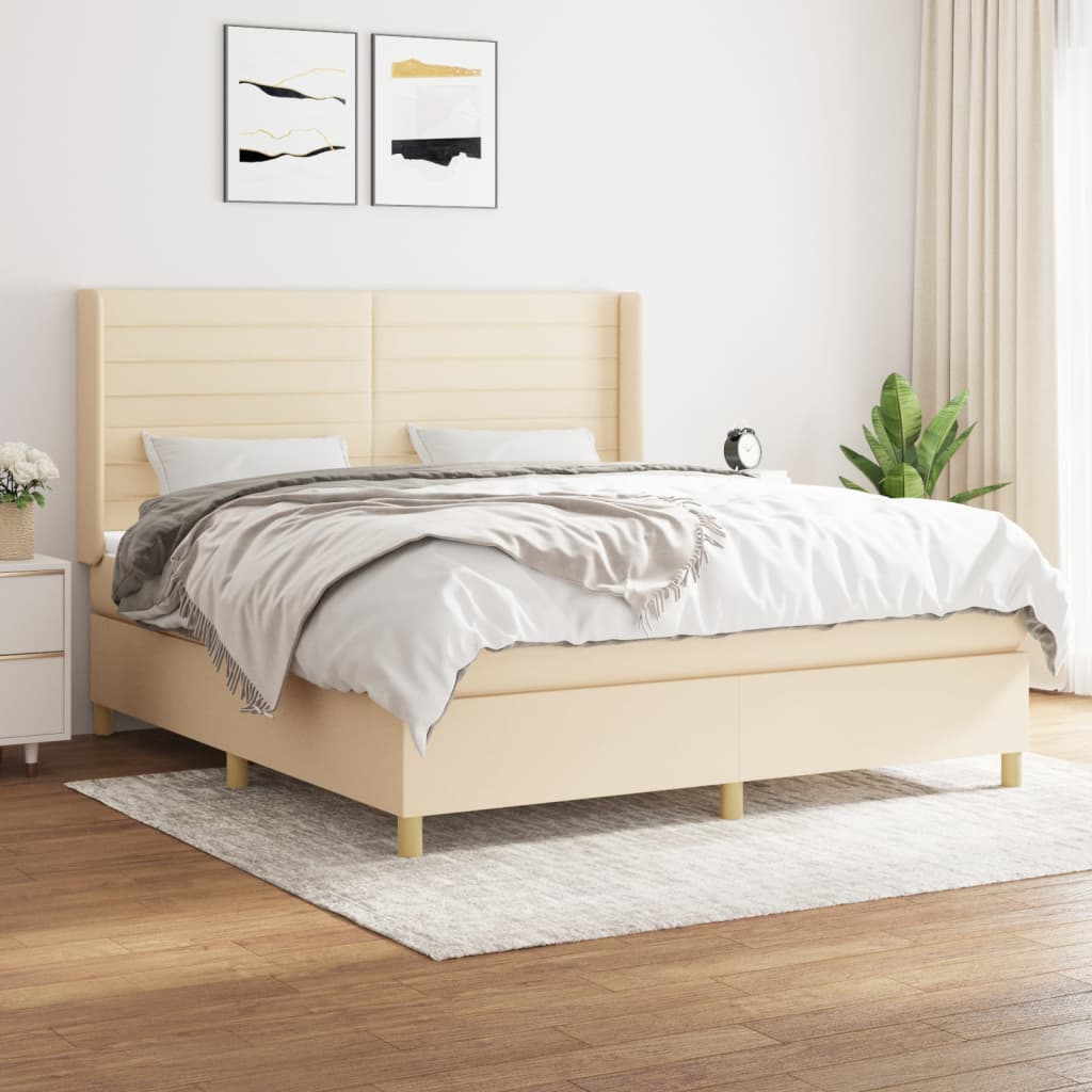 Boxspringbett Mit Matratze Stoff Creme