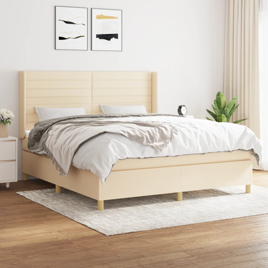 Boxspringbett Mit Matratze Stoff Creme