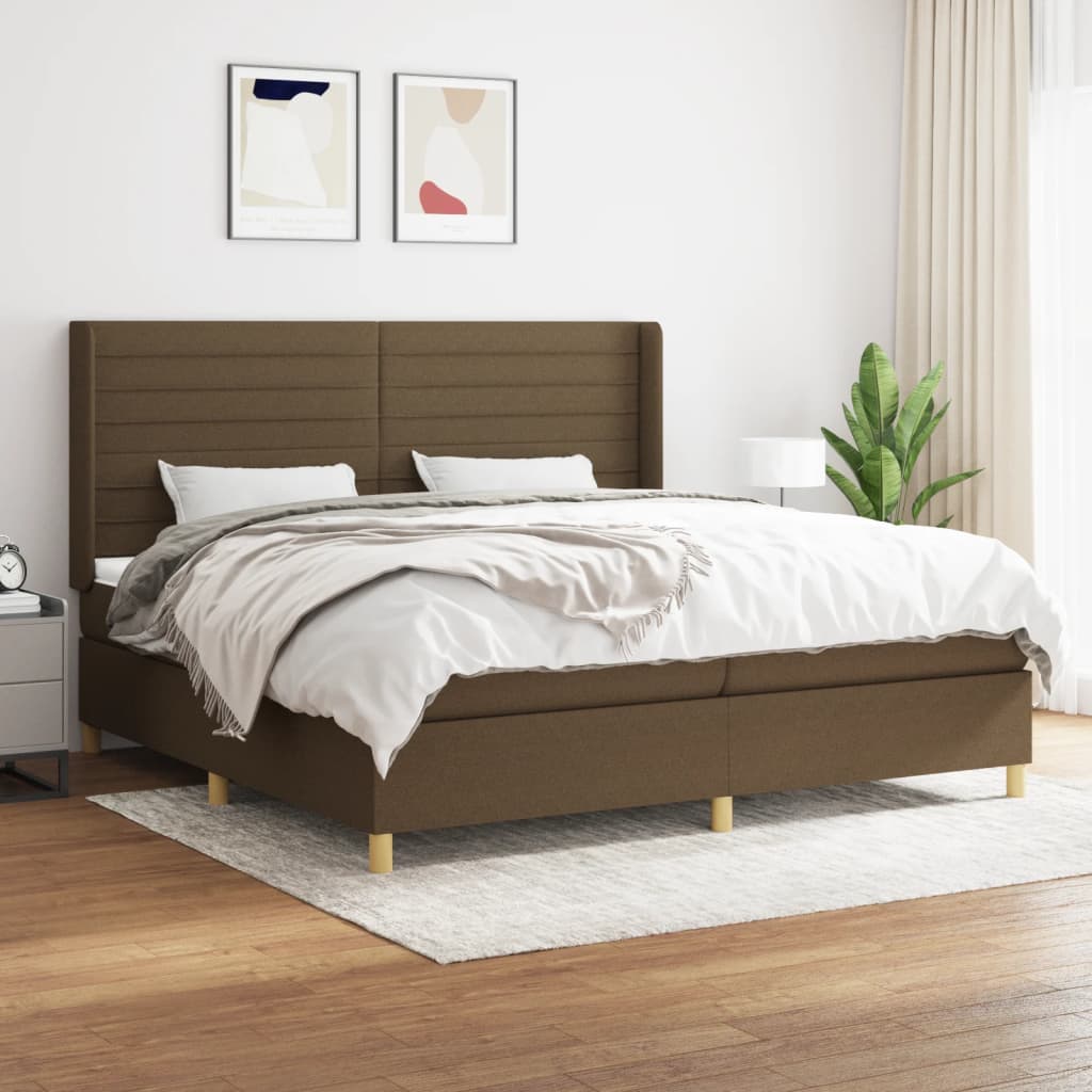 Boxspringbett Mit Matratze Stoff Dunkelbraun
