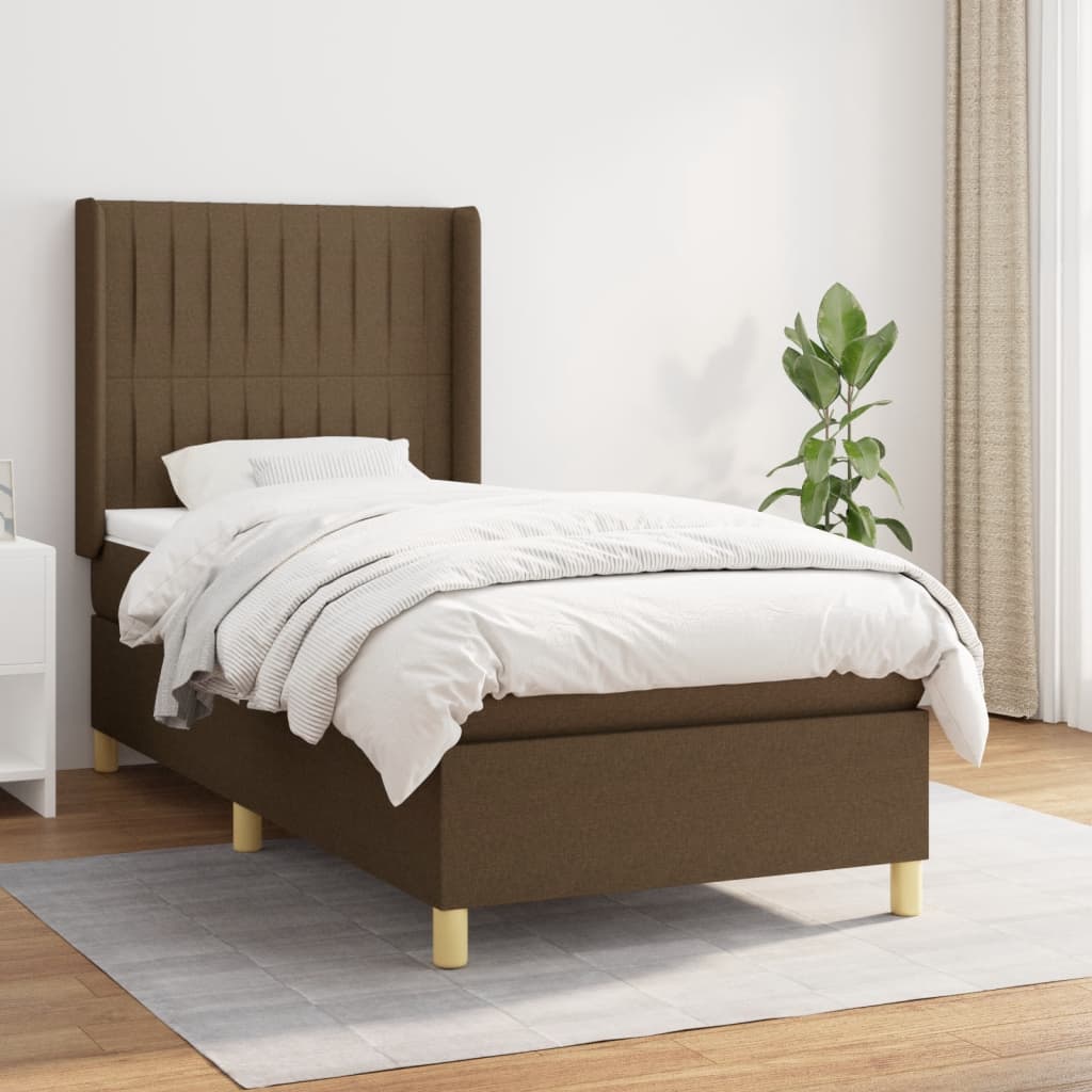Boxspringbett Mit Matratze Stoff Dunkelbraun