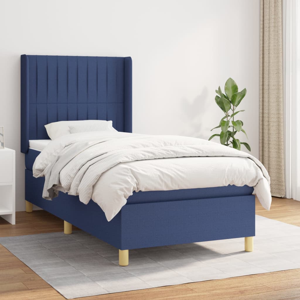Boxspringbett Mit Matratze Stoff Blau