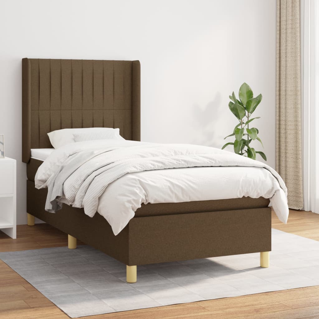 Boxspringbett Mit Matratze Stoff Dunkelbraun