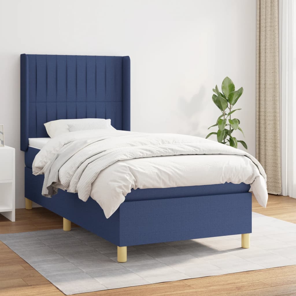 Boxspringbett Mit Matratze Stoff Blau