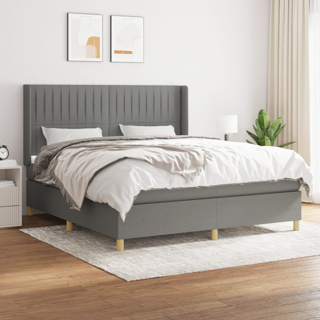 Boxspringbett Mit Matratze Stoff Dunkelgrau