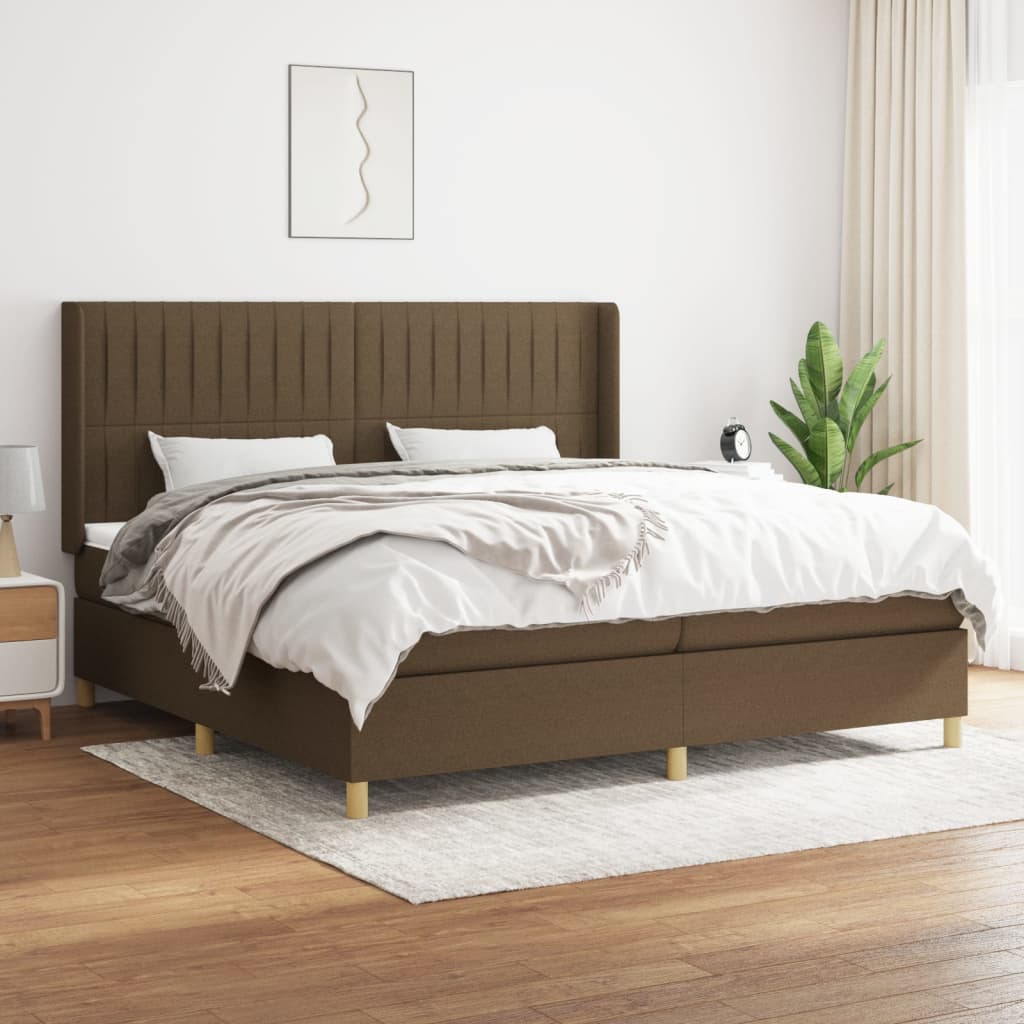 Boxspringbett Mit Matratze Stoff Dunkelbraun