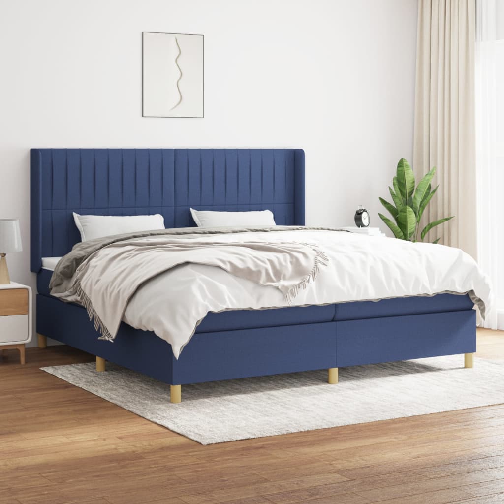 Boxspringbett Mit Matratze Stoff Blau