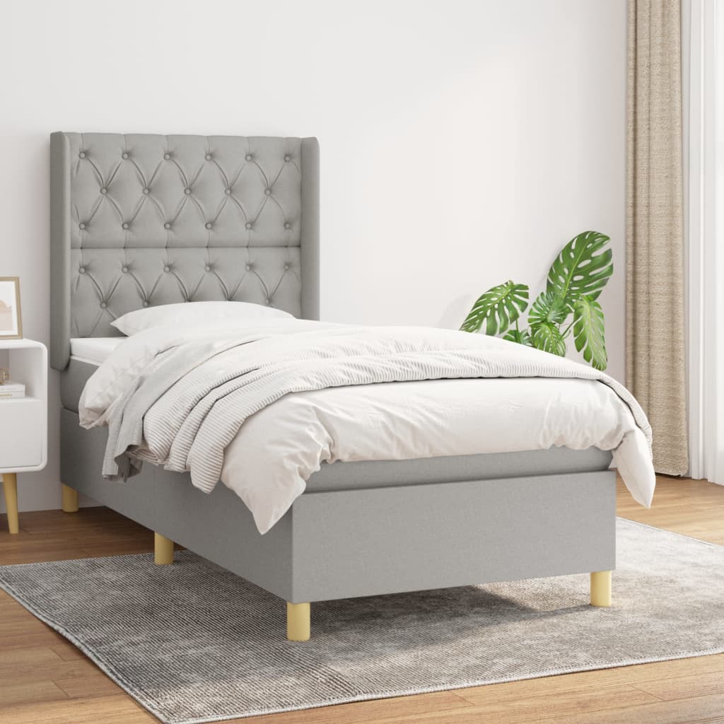 Boxspringbett Mit Matratze Stoff Hellgrau