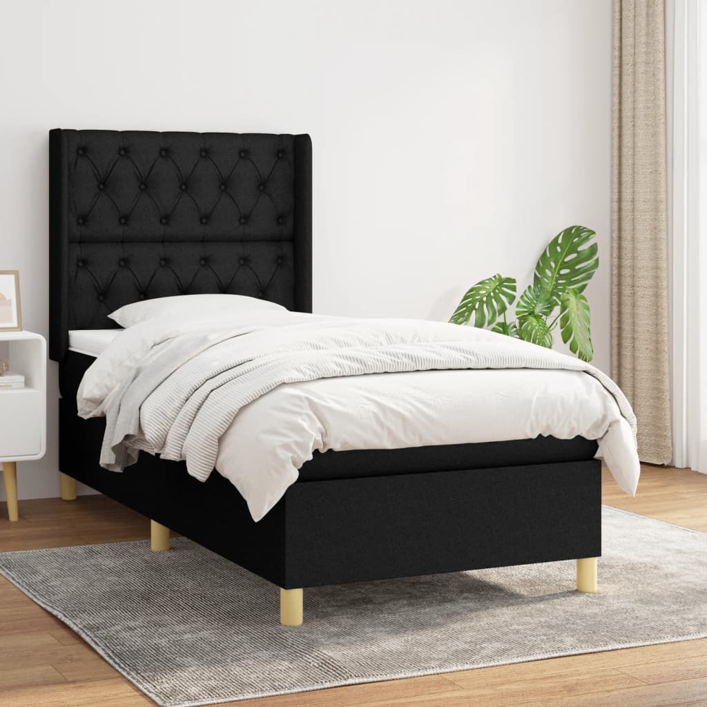 Boxspringbett Mit Matratze Stoff Schwarz