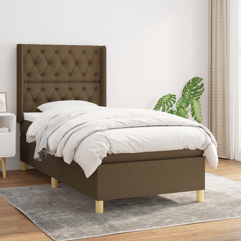 Boxspringbett Mit Matratze Stoff Dunkelbraun