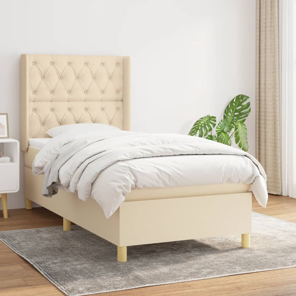 Boxspringbett Mit Matratze Stoff Creme