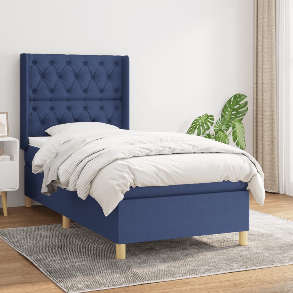 Boxspringbett Mit Matratze Stoff Blau