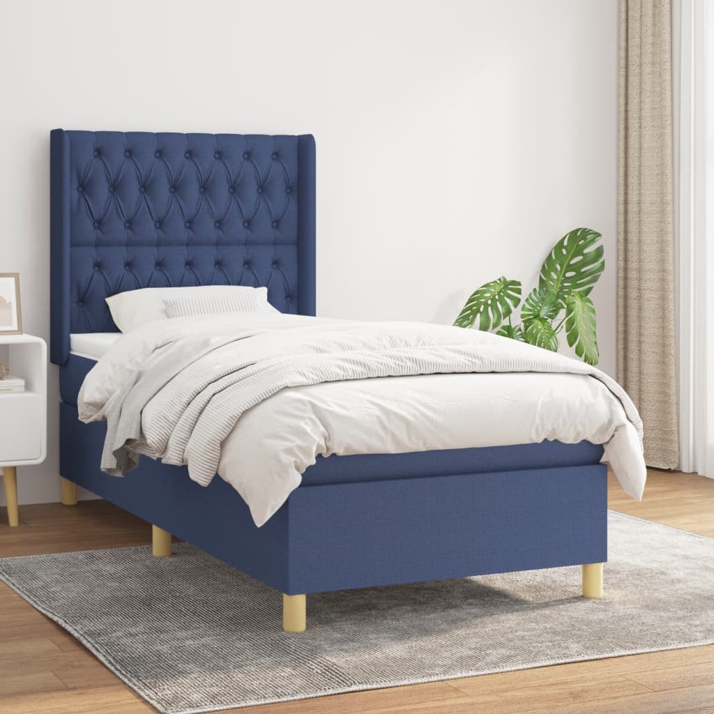 Boxspringbett Mit Matratze Stoff Blau