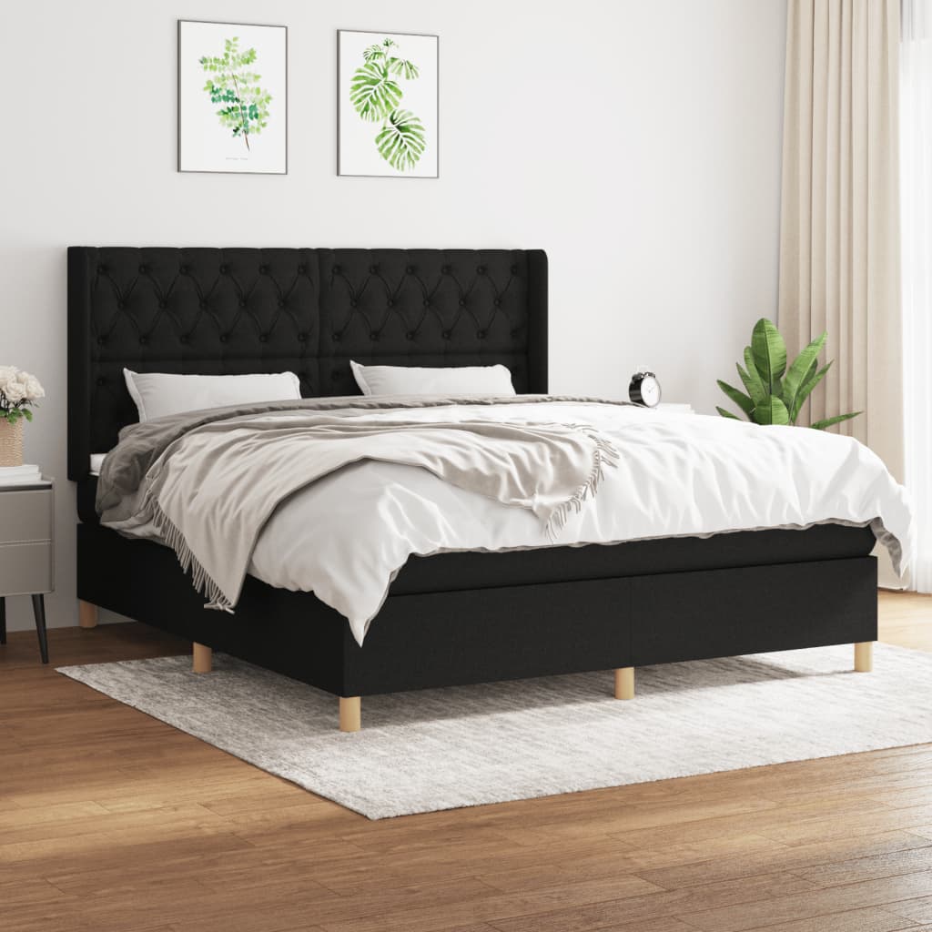 Boxspringbett Mit Matratze Stoff Schwarz