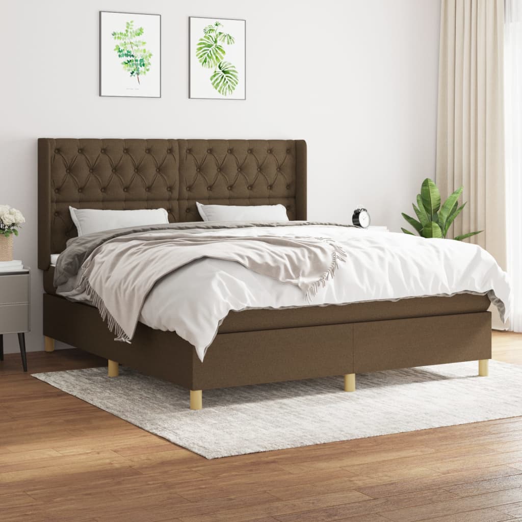 Boxspringbett Mit Matratze Stoff Dunkelbraun