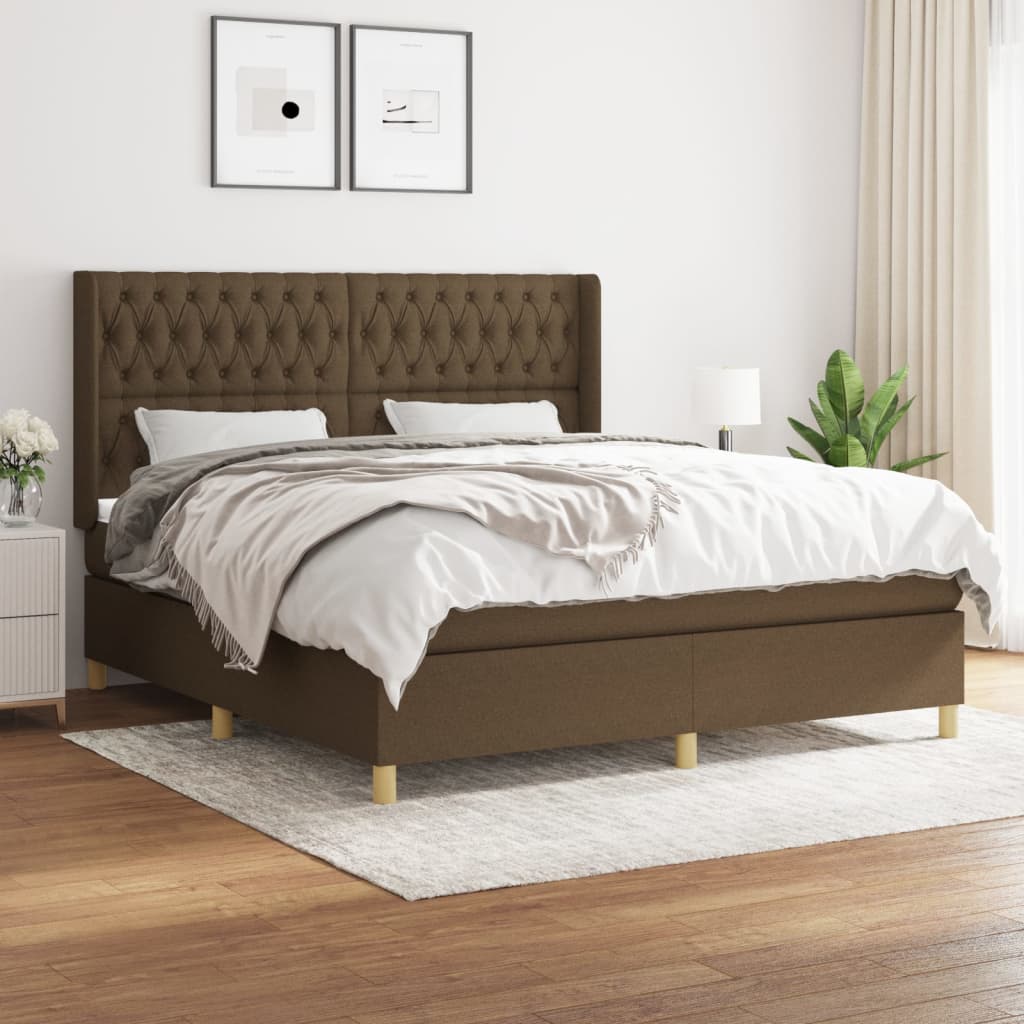 Boxspringbett Mit Matratze Stoff Dunkelbraun