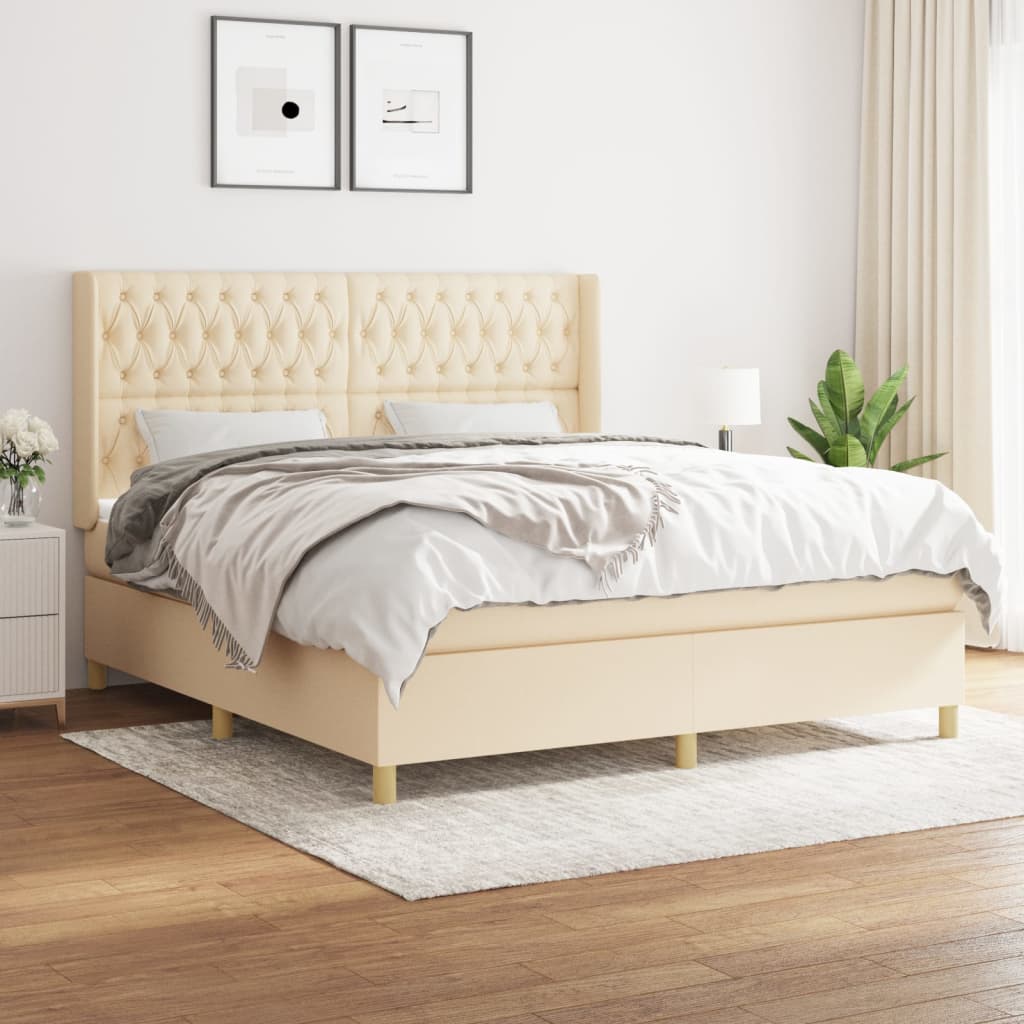 Boxspringbett Mit Matratze Stoff Creme