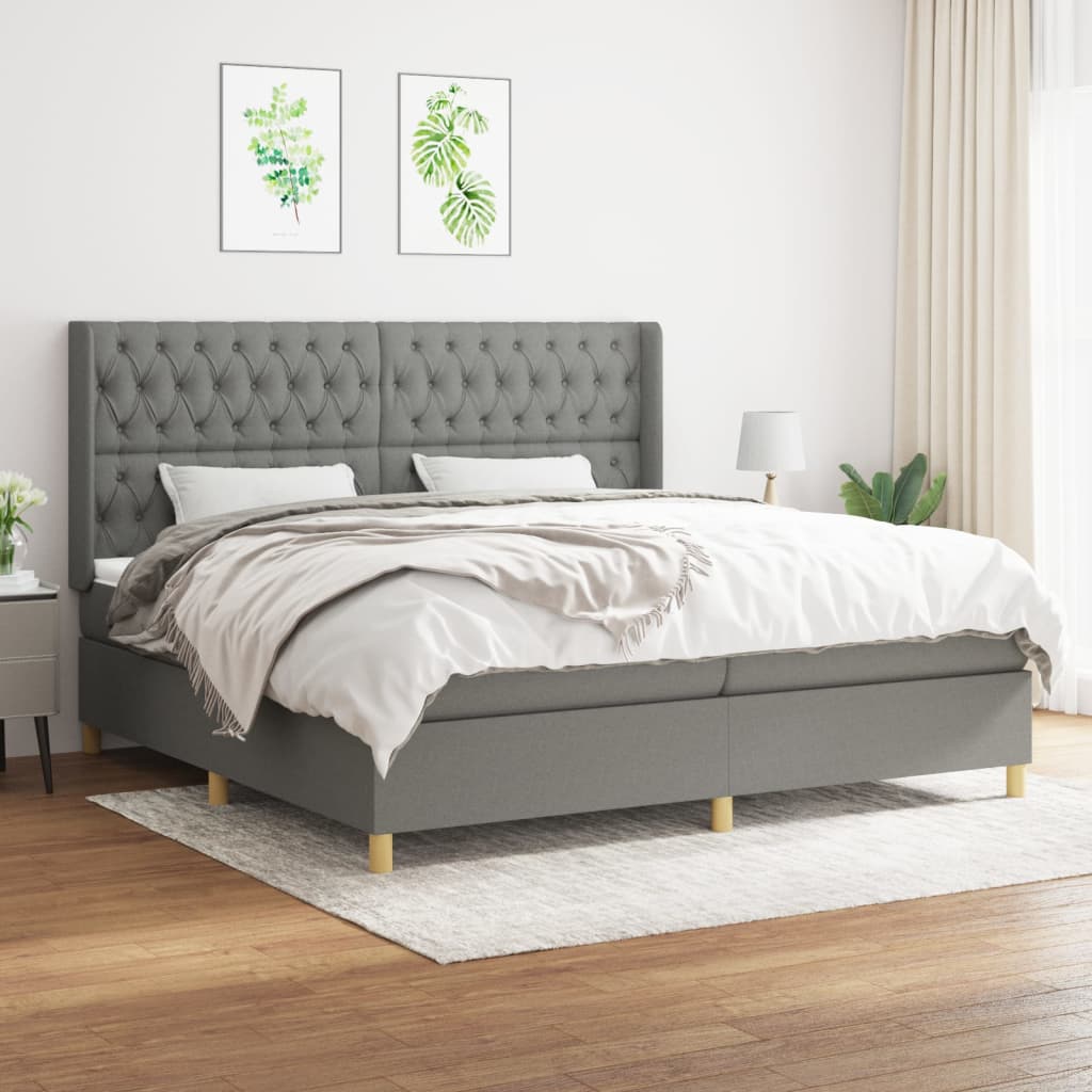 Boxspringbett Mit Matratze Stoff Dunkelgrau