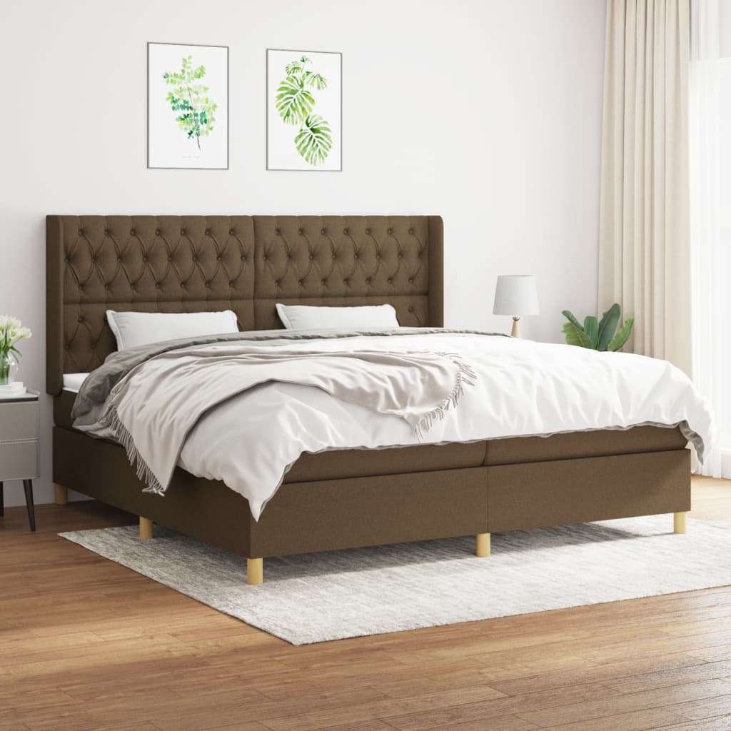 Boxspringbett Mit Matratze Stoff Dunkelbraun