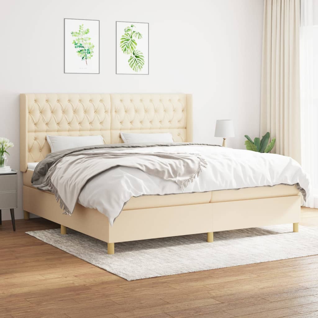 Boxspringbett Mit Matratze Stoff Creme