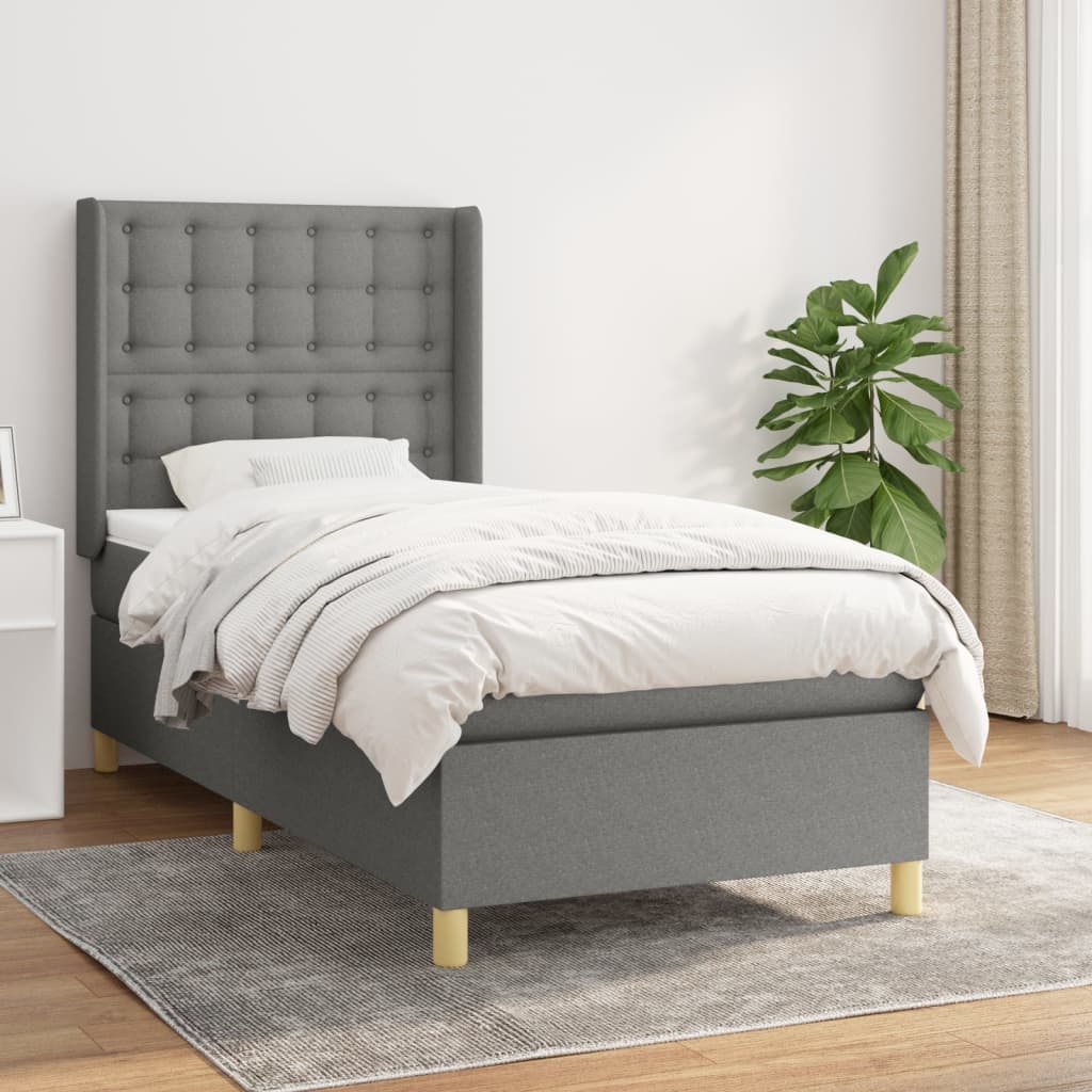 Boxspringbett Mit Matratze Stoff Dunkelgrau