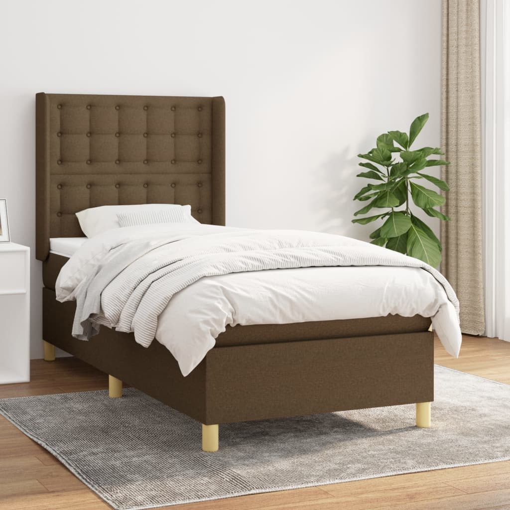 Boxspringbett Mit Matratze Stoff Dunkelbraun