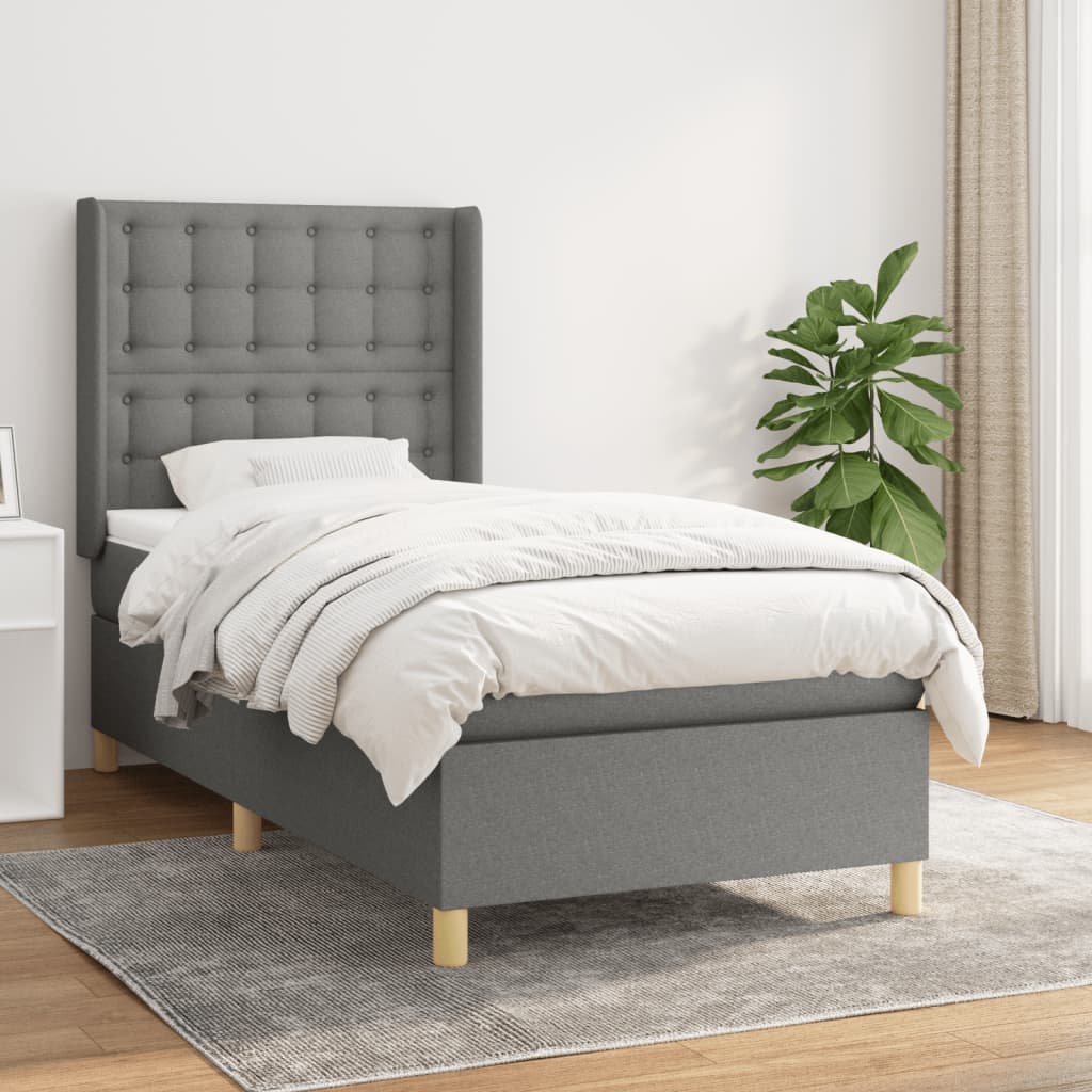 Boxspringbett Mit Matratze Stoff Dunkelgrau