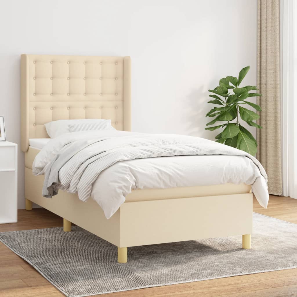 Boxspringbett Mit Matratze Stoff Creme