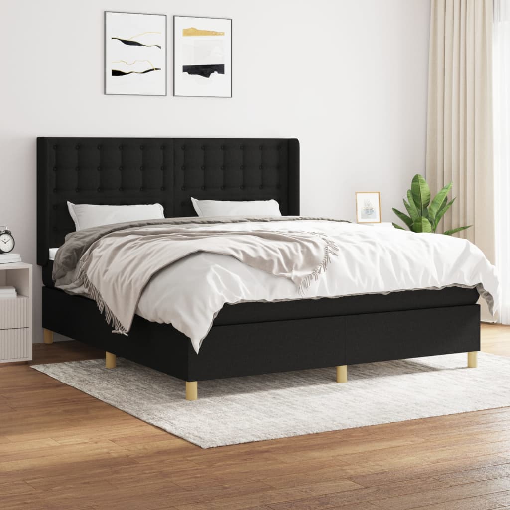 Boxspringbett Mit Matratze Stoff Schwarz